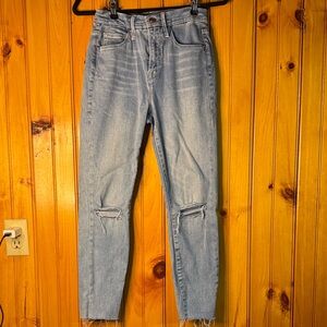 Good American Light Blue Distressed Ankle Jeans